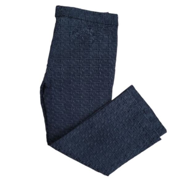 Elie Tahari Straight Cropped Pants GeometricTexture Waffle Weave Size 10 Gray - Picture 1 of 11